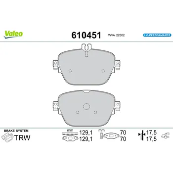 Brzdová destička Sada brzdových destiček, vždy 4 kusy v sadě VALEO 610451