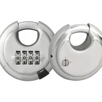 Visací zámek Kulatý visací zámek z nerezové oceli 70mm, 4-číselný kód, zámek na přívěs