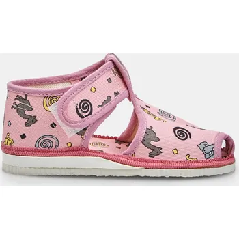 Dívčí obuv Baťa dětské přezůvky růžové, vel. 17