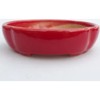 Květináč Keramická bonsai miska 11 x 11 x 3 cm červená