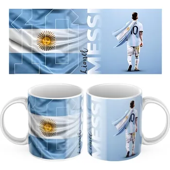 Stolování Keramický hrníček Messi a Vlajka - Bílá