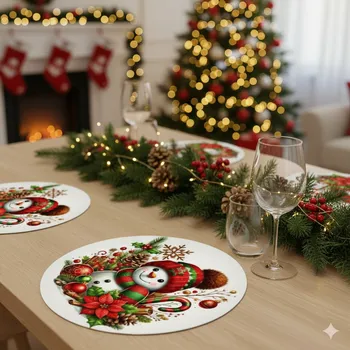 prostírání Vánoční dekorační ozdobný ubrousek MERRY CHRISTMAS I. Ø 38 cm Mybesthome