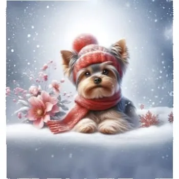 Panel - Teplákovina- Yorkšír na sněhu 47x43