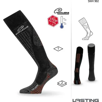 Pánské ponožky Lasting merino lyžařské podkolenky SWH černé - M (38-41)