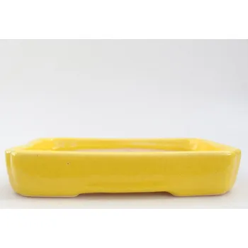 Květináč Keramická bonsai miska 18,5 x 13,5 x 3,5 cm žlutá