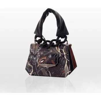 Kabelka CROMIA OASI EVA kožená kabelka – černo-hnědá, vzorovaná