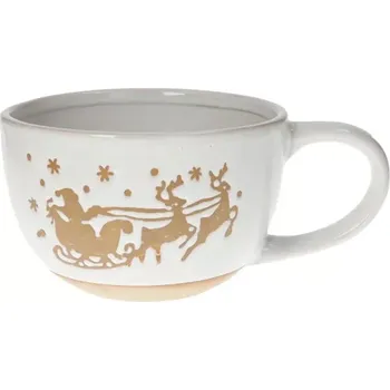 Velký hrnek na čaj, kakao... s vánočním motivem Santa Calus GingerBread BRANDANI (barva - béžová,bílá)