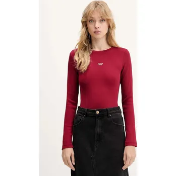 Pánské tričko Tričko s dlouhým rukávem Guess Jeans W5BP01.KA0H1 burgundské 83X, vel. L