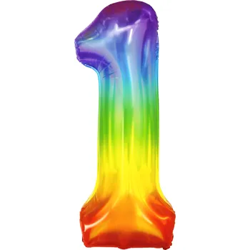 Balónek Duhový fóliový balónek číslo 100cm – dekorace na oslavu Zvolte číslici: 1