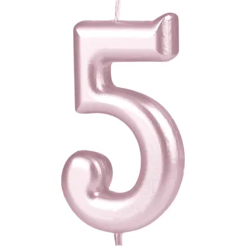 Svíčka Růžovo-zlatá svíčka – narozeninová dekorace Zvolte číslici: 5