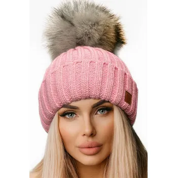 Čepice Fashionweek Dámská zimní čepice s bambulí flísová podšívka JENOT WOOLK RITA Barva: Růžovy, Velikost: Universal