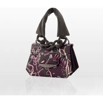 Kabelka CRIMIA OASI EVA kožená kabelka – černo-bordová, vzorovaná