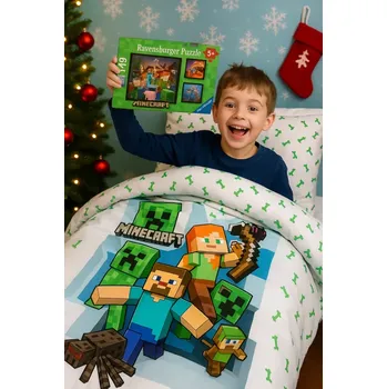 Povlečení SADA POVLEČENÍ MINECRAFT + PUZZLE