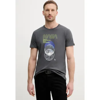 Pánské tričko Bavlněné tričko Alpha Industries šedá barva, s potiskem, 146510 90X, vel. S