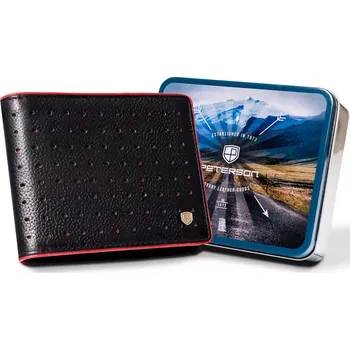 Peněženka Peterson Pánská peněženka v dárkové krabici - PTN 304.03 ČERNÁ+ČERVENÁ RFID