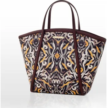 Kabelka CROMIA AMARANTA kožená kabelka – hnědá-kaštanová-žlutá, vzorovaná