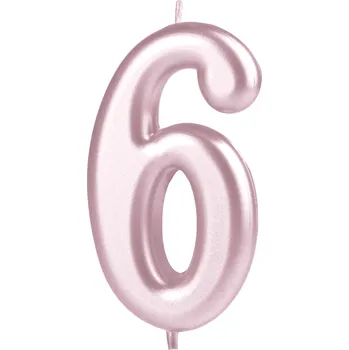 Party dekorace Růžovo-zlatá svíčka – narozeninová dekorace Zvolte číslici: 6