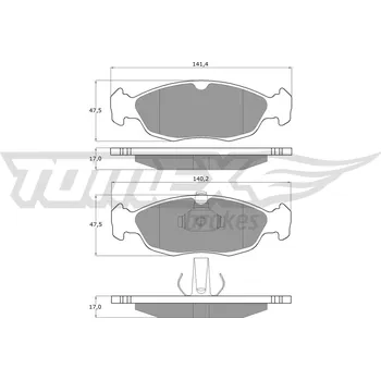 Brzdová destička Sada brzdových destiček, kotoučová brzda TOMEX Brakes 11-71