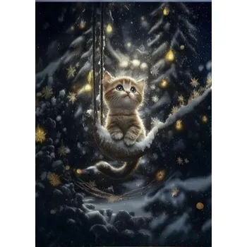 Panel- Teplákovina - Kočička na houpačce 80x60