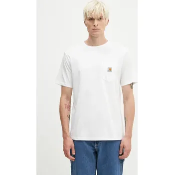 Pánské tričko Bavlněné tričko Carhartt WIP S/S Pocket T-Shirt bílá barva, I030434, XL, 00X