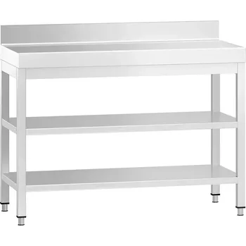 Dílenský stůl vasegastro Nerezový stůl s 2 policemi 100x70x85cm