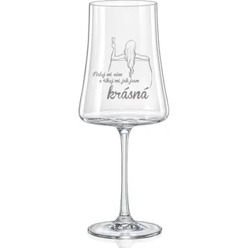 Víno SKLENICE NA VÍNO S NÁPISEM “NALEJ MI VÍNO A ŘÍKEJ MI, JAK JSEM KRÁSNÁ”