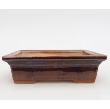 Květináč Keramická bonsai miska 13 x 10 x 4 cm hnědá