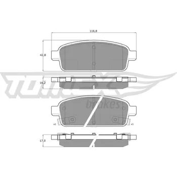 Brzdová destička Sada brzdových destiček, kotoučová brzda TOMEX Brakes 16-52