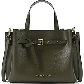 Kabelka Michael Kors kožená kabelka Emilia small satchel zelená + doprava zdarma