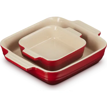 Pánev Le Creuset, Pečicí formy Le Creuset čtvercové 14 + 23 cm třešňové, 2 ks - Formadore