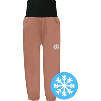 Dívčí kalhoty V-Mart, Zimní hnědé softshellové kalhoty s beránkem 110