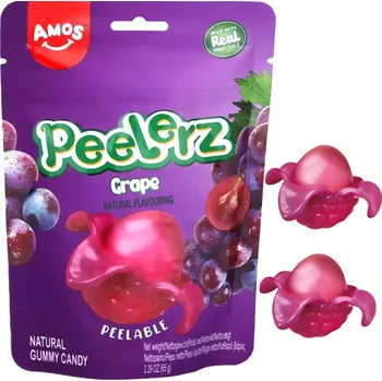 Bonbon Amos Peelerz Gummy Grape 65 g - Želé bonbóny s hroznovou náplní