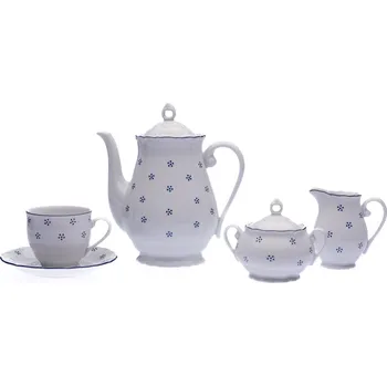 Kávová souprava, český porcelán, Verona, 15 d., modrá valbella, G. Benedikt