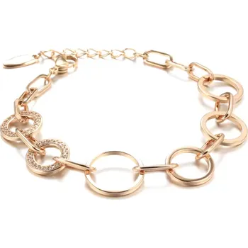 Náramek B-TOP Růžově pozlacený dámský náramek s kruhovými články a zirkony