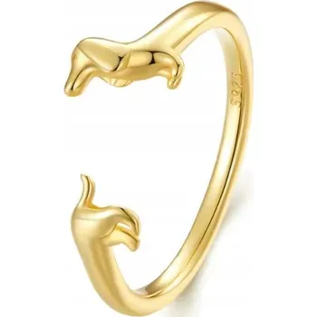 Prsten Zlatý a stříbrný Prstýnek s jezevčíkem, 17 mm, vel 14, stříbro 925