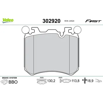 Brzdová destička Sada brzdových destiček, vždy 4 kusy v sadě VALEO 302920