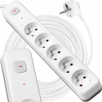 Napájecí kabel PRODLUŽOVACÍ ROZVODKA PROTIPŘEPĚŤOVÁ 5 ZÁSUVEK NAPÁJECÍ 5M VAYOX