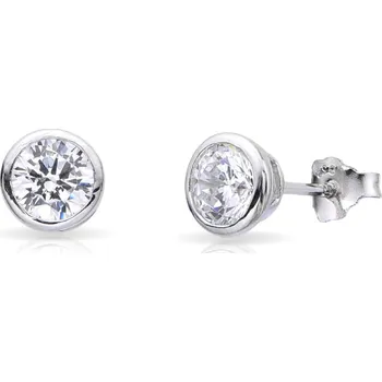 Náušnice JKB Jewel Stříbrné náušnice pecky s čirými zirkony 5 mm