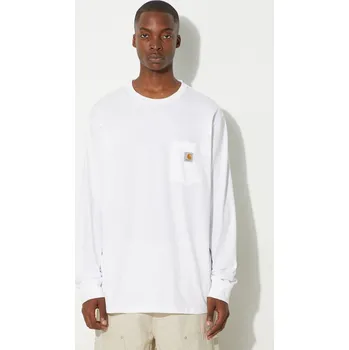 Bavlněné tričko s dlouhým rukávem Carhartt WIP Longsleeve Pocket, XXL, bílá, 00X