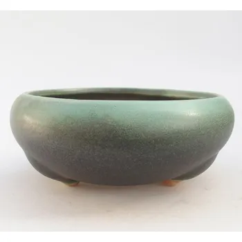 Květináč Keramická bonsai miska 14,5 x 14,5 x 7 cm zelená