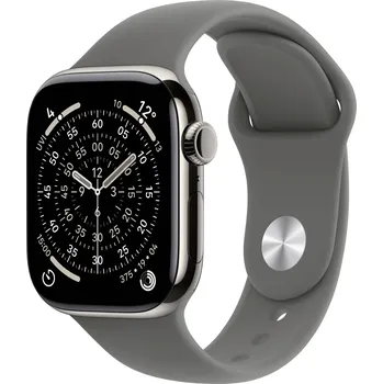 Chytré hodinky Apple Watch Series 11 GPS plus Cellular 42 mm Titanový kryt sportovní náramek Kamenně šedá M/L