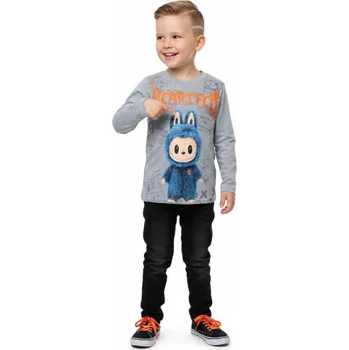 CHLAPECKÉ TRIČKO S DLOUHÝM RUKÁVEM DT9422 Velikost: 116, Barva: Šedá