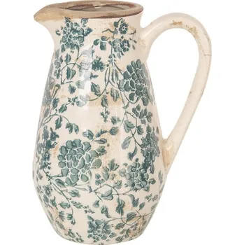 Dekorační keramický antik džbán se zelenými květy Orleans