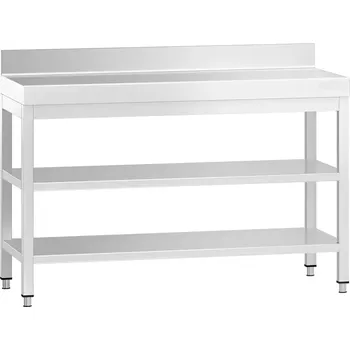 Dílenský stůl vasegastro Nerezový stůl s 2 policemi 140x60x85cm