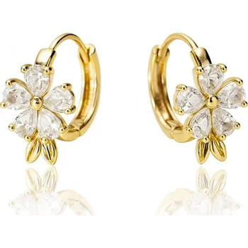 Náušnice Flamenco Mystique Náušnice z nerezové oceli pokovené 14k zlatem s kubickými zirkony ve tvaru květiny KST3490