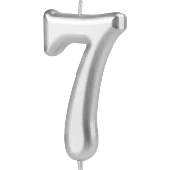 Svíčka Svíčka číslo stříbrná– narozeninová dekorace Zvolte číslici: 7