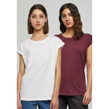 Dámské oblečení Dámské tričkoUrban Classics - 2 balení bílá/třešeň Urban Classics tmavě červená 2615244