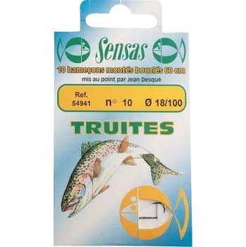 Navázaný háček Trout Strong Blue 60cm 10ks - 12/0,16mm