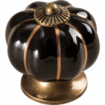 Nábytkové kování NÁBYTKOVÁ ÚCHYTKA PORCELÁN DYŇOVÁ ČERNÁ/ZLATÁ RETRO