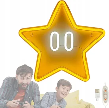 Lampička NEONOVÁ LED LAMPA HVĚZDA ŽLUTÁ DO POKOJE, HERNÍHO KOUTKU, KANCELÁŘE NEBO LOŽNICE